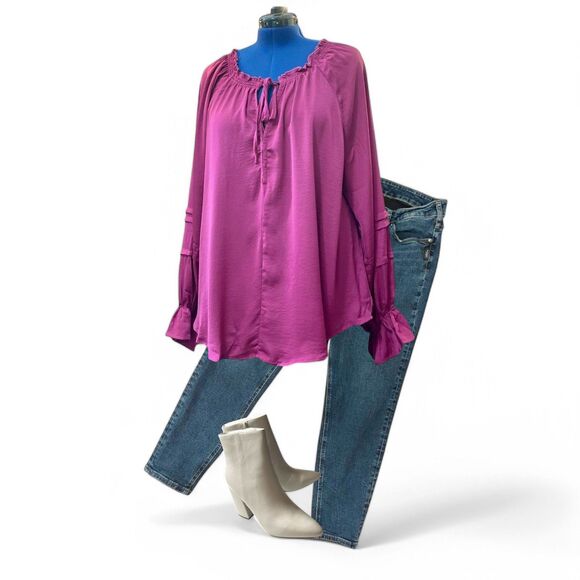 GIGIO "Steal the Show" Poet Boho Blouse - Magenta, 1XL - Picture 2 of 10